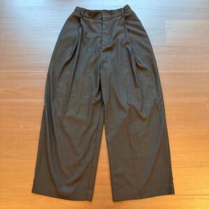 Black High-Waisted Wide Leg Cinchable Trouser Pants